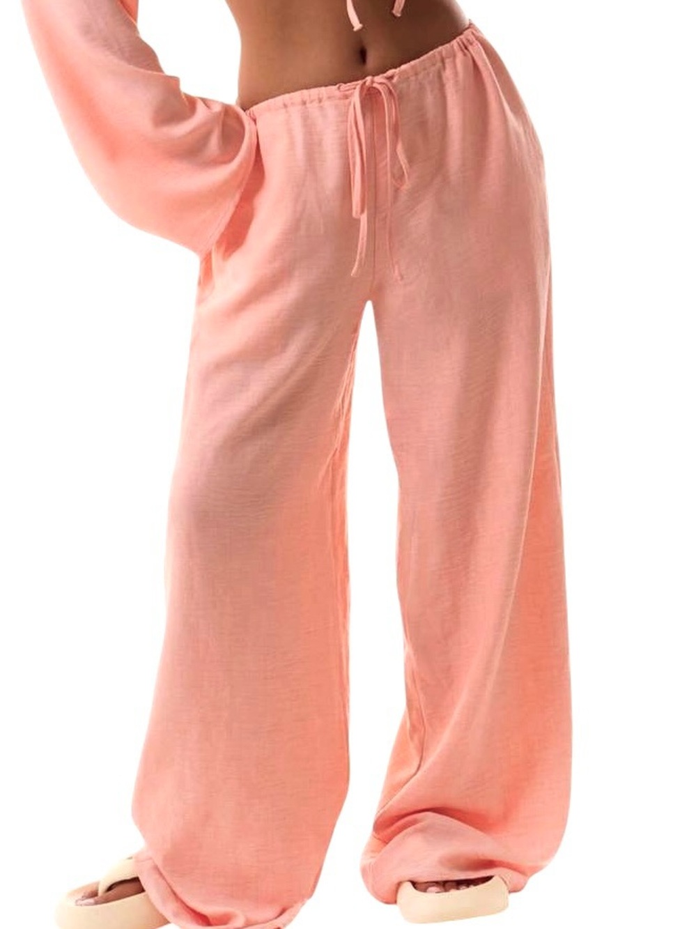 Musera Peach Wide Leg Drawstring Beach Lounge Pants Size M NWT